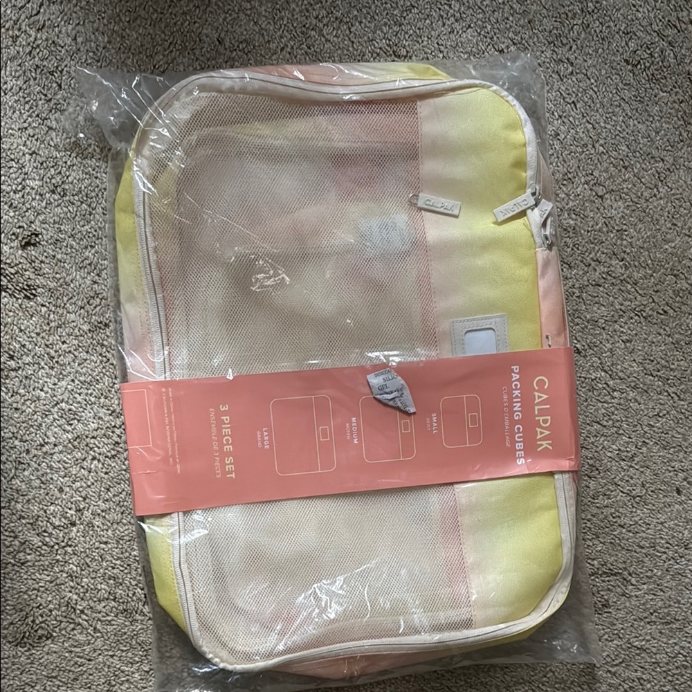 Calpak Travel Organizer Set in Yellow and Pink